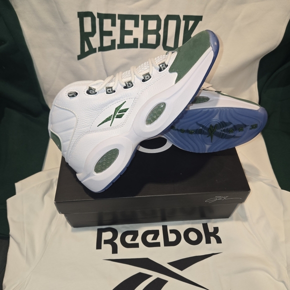 SOLD!! Mens Reebok Allen Iverson Question Mid Pine Green/White - Picture 4 of 10